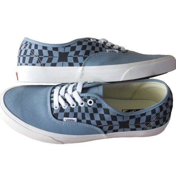 Vans Men's Authentic Warped Checkerboard Blue White Skate Boat shoes Sizes NIB - Picture 7 of 7